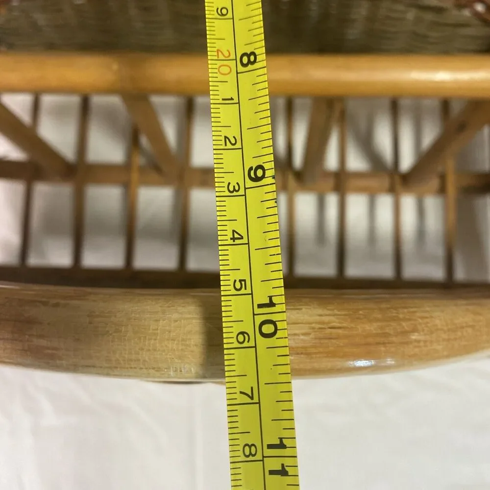 VTG Bent Wood Rattan‎ Bamboo Rack Holder Magazine Towel MCM Boho Decor 19X10x18